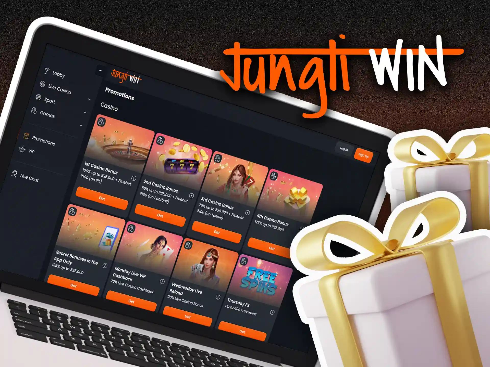 Jungliwin provides huge variety of bonuses to claim.