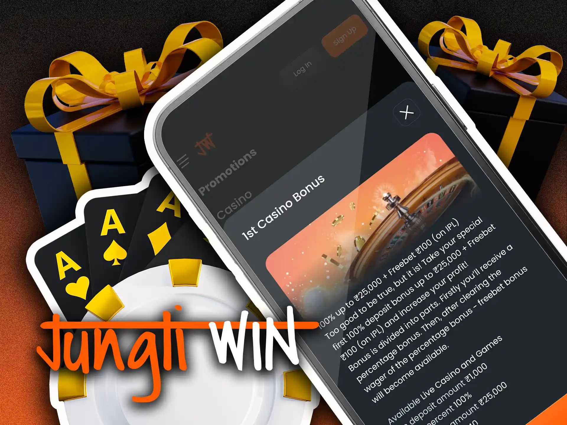 Get your casino bonus in Jungliwin app by playing casino.