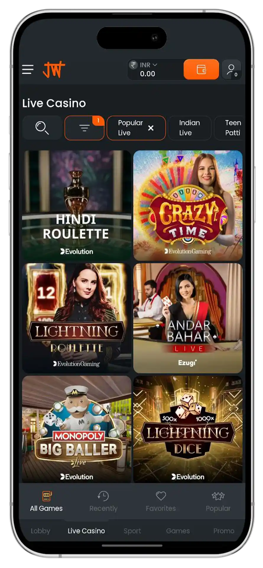 Play live casino.