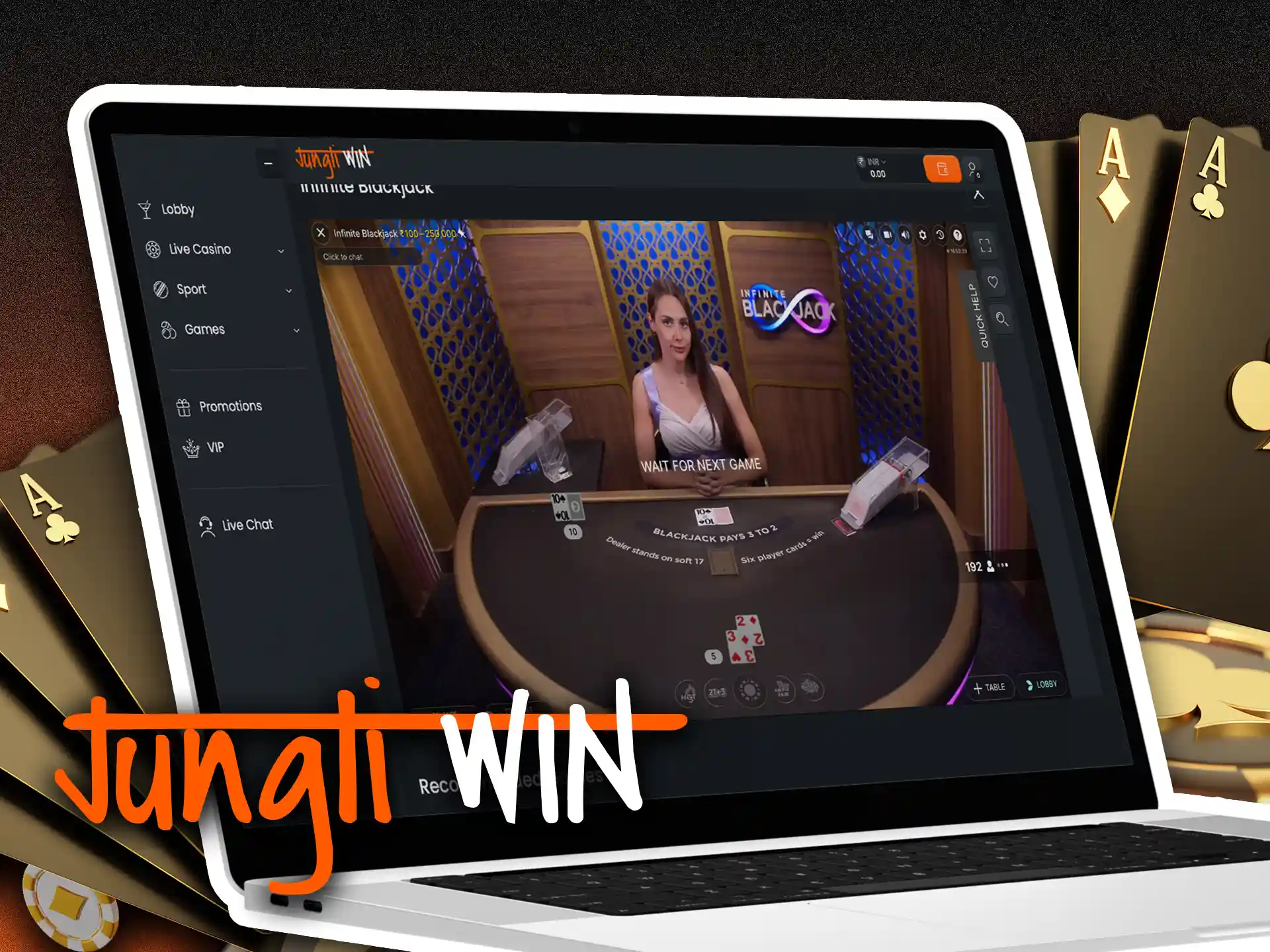 Win money by playing blackjack games at Jungliwin.