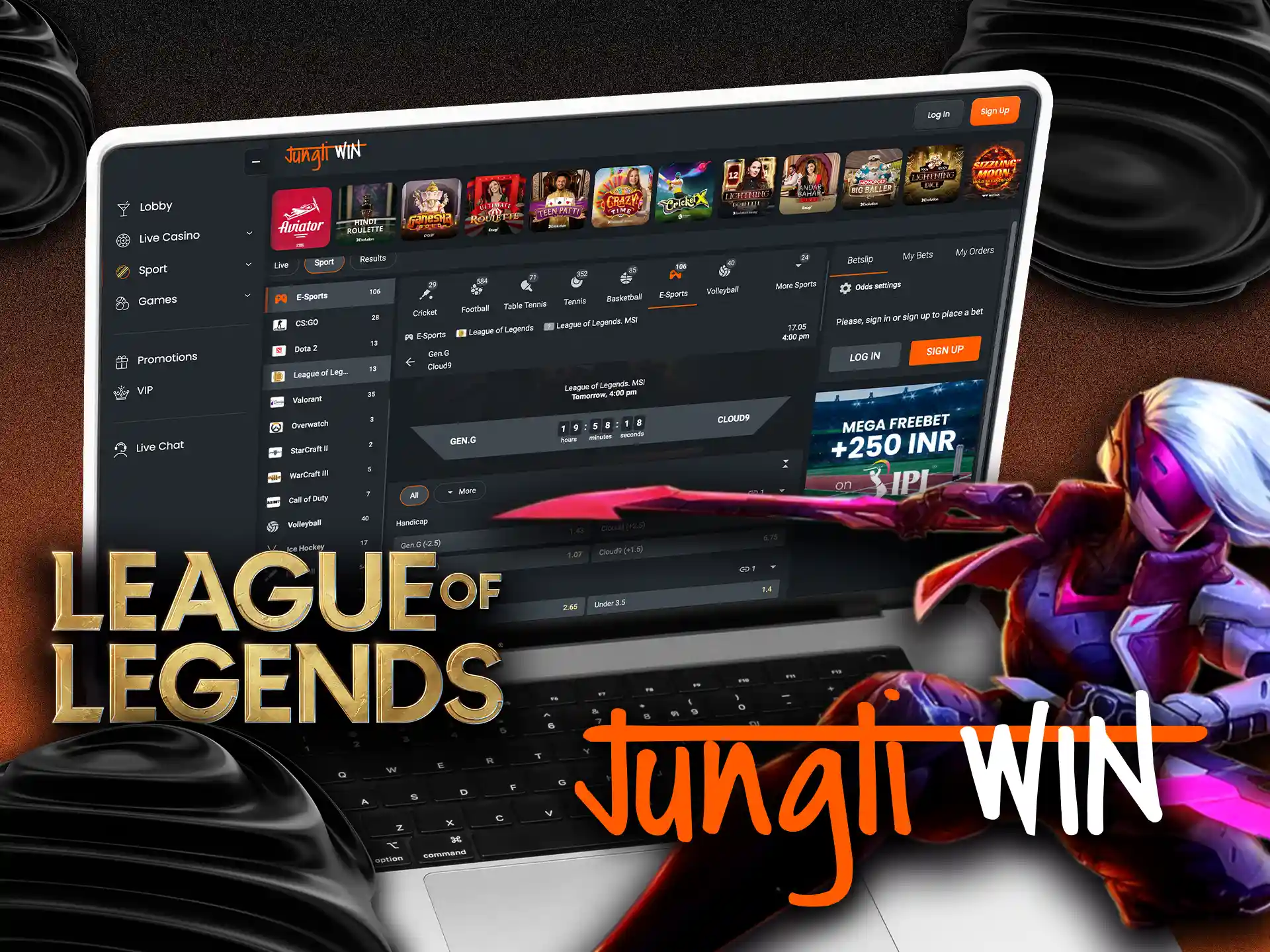 League of Legends is a great esport for betting on at Jungliwin.